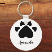 Hart Puppypoten Afdruk Monogram Sleutelhanger (Voorkant)