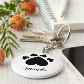Hart Puppypoten Afdruk Monogram Sleutelhanger (Zijkant)