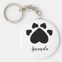 Hart Puppypoten Afdruk Monogram Sleutelhanger