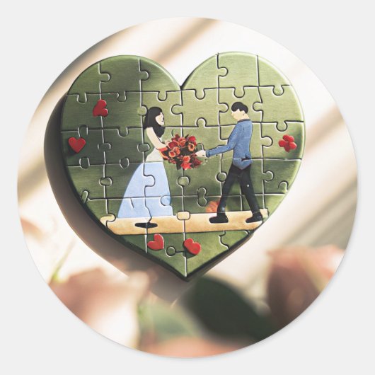 Hart Puzzel Romantische Sticker (Voorkant)