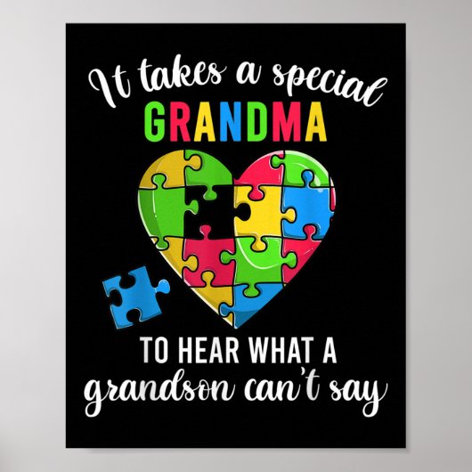 Hart Puzzel Shirt, Oma Autisme Bewustzijn Poster (Voorkant)