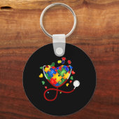 Hart puzzel stethoscoop er RN kan verpleegster aut Sleutelhanger (Voorkant)