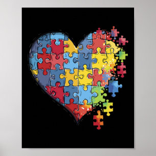 Hart Puzzel Stuk Autisme Bewustzijn Kinder Mannen  Poster