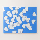 Hart puzzelblauw en wit legpuzzel (Horizontaal)