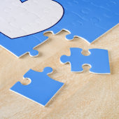 Hart puzzelblauw en wit legpuzzel (Zijkant)