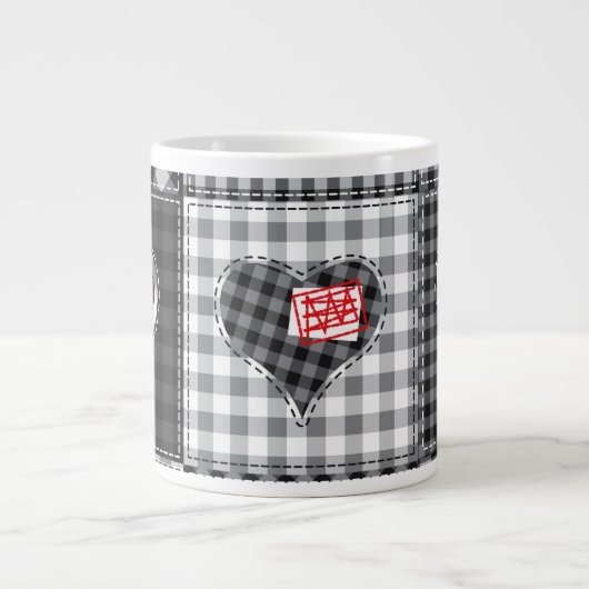 Hart Quilt Patchwork Koffiekop Grote Koffiekop (Voorkant)