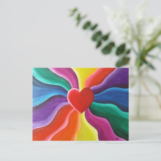 Hart & regenboog Briefkaart (Staand voorkant)