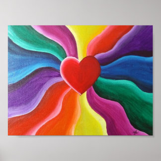 Hart & regenboog Briefkaart Poster