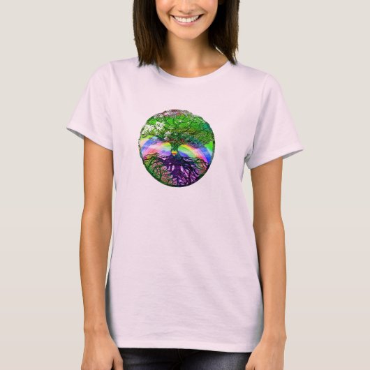 Hart, regenboog en levensboom t-shirt (Voorkant)