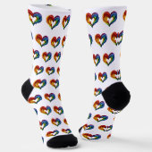 Hart Regenboog kleuren Sokken (Gebogen)