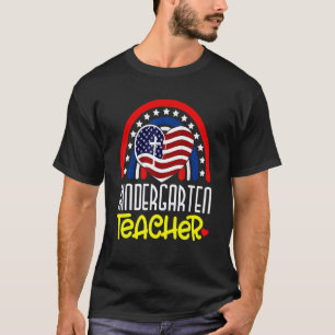 Hart Regenboog Kleuterleraar Amerikaanse Vlag 4 T-shirt