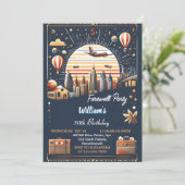 Hart Reizen Verrassing Wereldbol Afscheid 30e Verj Kaart (Staand voorkant)