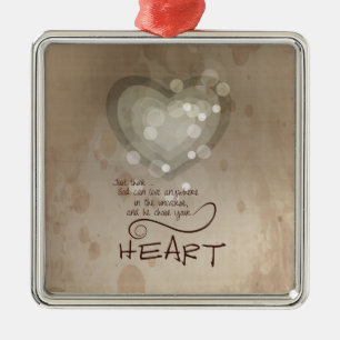 Hart Religieuze Aanmoediging, Grunge Metalen Ornament