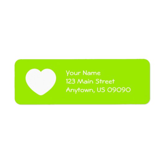 Hart retour adres label (lime groen) (Voorkant)