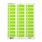 Hart retour adres label (lime groen) (Full Sheet)