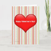 Hart Retro Gestreepte Valentijnsdag Kaart (Voorkant)