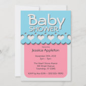 Hart Ribbon Pattern roze & Blue Baby shower Kaart (Voorkant)