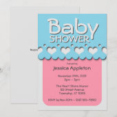 Hart Ribbon Pattern roze & Blue Baby shower Kaart (Voorkant / Achterkant)