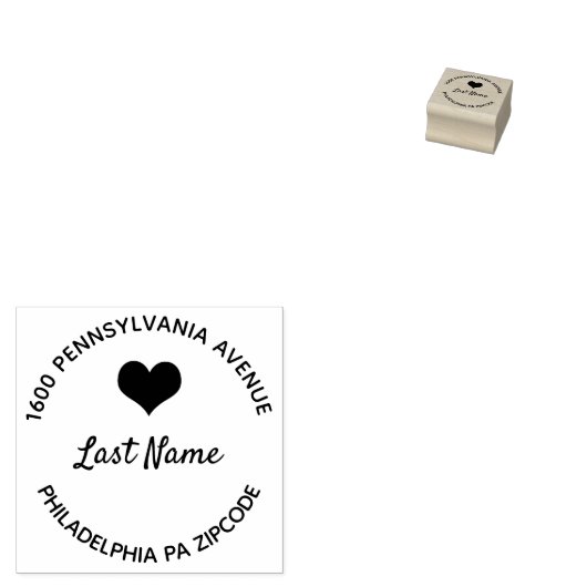 Hart Rond Rubberstempel (Gestempeld)