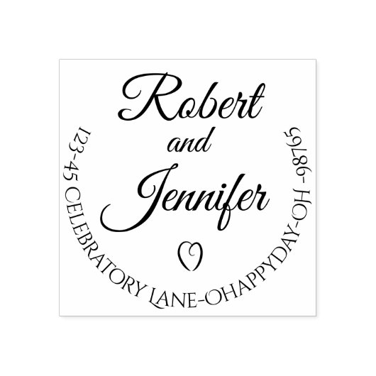 Hart Ronde Bruiloft Retouradres Stempel Custom (Afrduk)