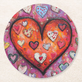 hart ronde kartonnen onderzetter