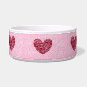 Hart Rood en Roze Faux Fuzzy Design Voerbakje