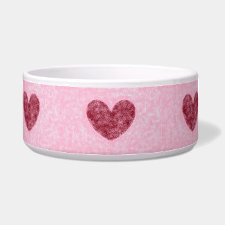 Hart Rood en Roze Faux Fuzzy Design Voerbakje