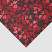 Hart Rood en Roze op Zwarte Achtergrond Valentijns Tissuepapier (Detail)