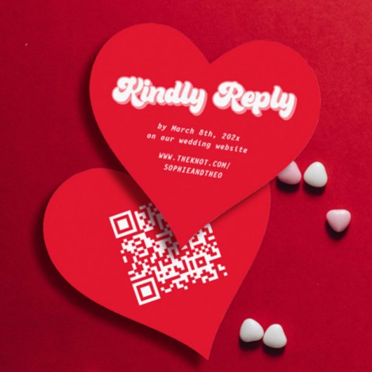 Hart Rood en Roze Valentijnse bruiloft RSVP DIY Informatiekaartje