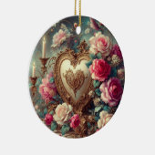 Hart, Roos en kaarsen voor een geliefde Keramisch Ornament (Rechts)