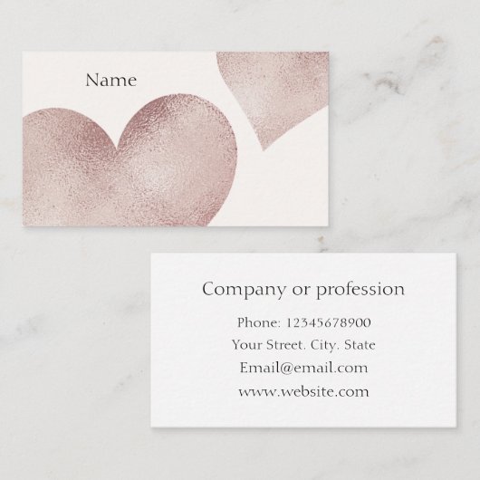 hart Roos Gold Glitter Visitekaartje (Voorkant / Achterkant)