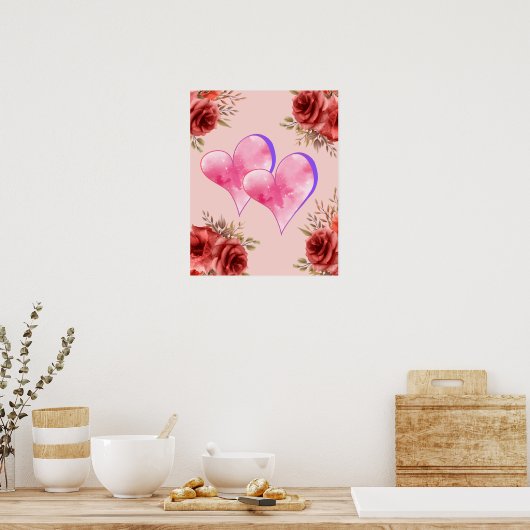 Hart Roos Poster (Keuken)