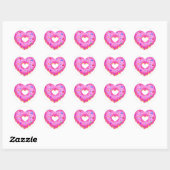 Hart Roze Donut met regenboogsprinken Ronde Sticker (Vel)