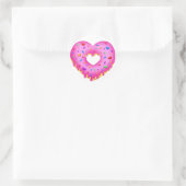 Hart Roze Donut met regenboogsprinken Ronde Sticker (Tas)