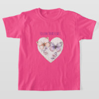 Hart Roze Paarse Vlinders & Bloemen