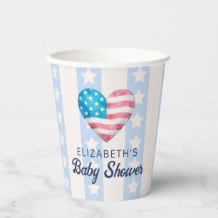 Hart & Roze Sterren Strepen Jongens Baby Shower Papieren Bekers