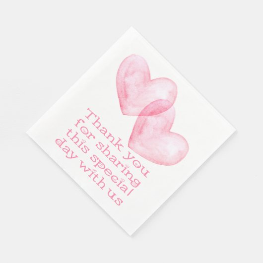 Hart Roze Waterverf Harten Dank u bruiloft Servet (Hoek)