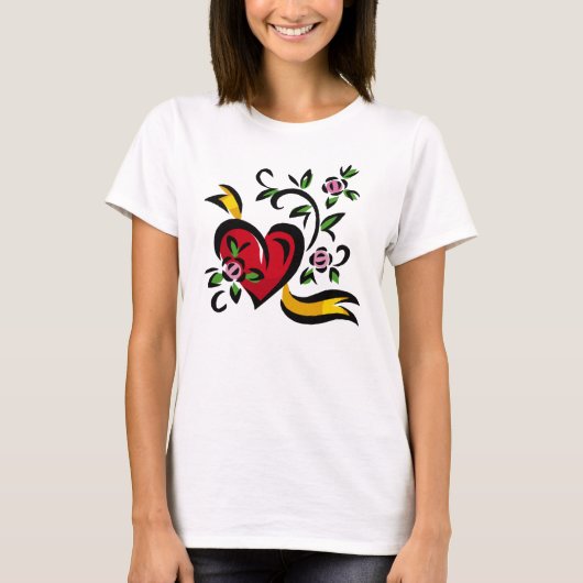 Hart, Rozen, Lint T-shirt (Voorkant)