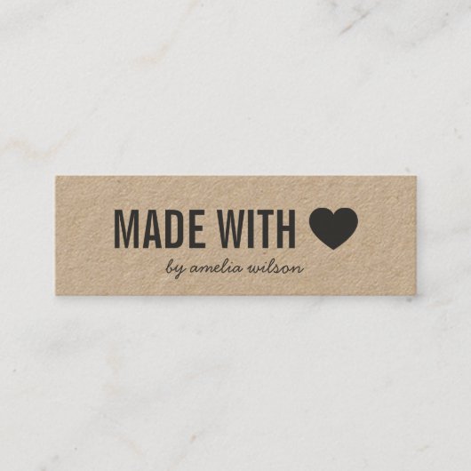 Hart Rustiek Gemaakt Met Liefde Kraft Social Media Mini Visitekaartje (Voorkant)