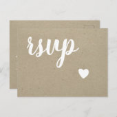 Hart rustieke bruiloft RSVP briefkaarten (Voorkant / Achterkant)