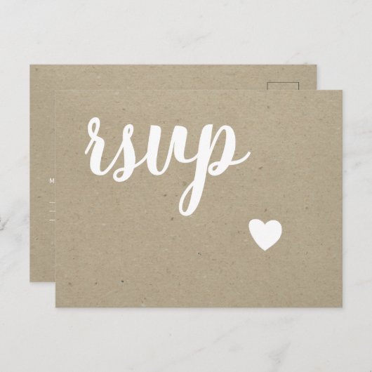 Hart rustieke bruiloft RSVP briefkaarten (Voorkant / Achterkant)
