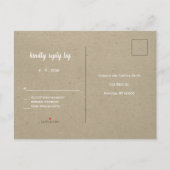 Hart rustieke bruiloft RSVP briefkaarten (Achterkant)