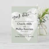 Hart Sage Groen Uitgesteld Bruiloft Nieuwe Datum K (Staand voorkant)