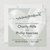 Hart Sage Groen Uitgestelde bruiloft Aankondiging (Voorkant)