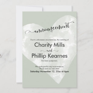 Hart Sage Groen Uitgestelde bruiloft Aankondiging