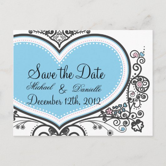 Hart Save the Date Briefkaart (Voorkant)