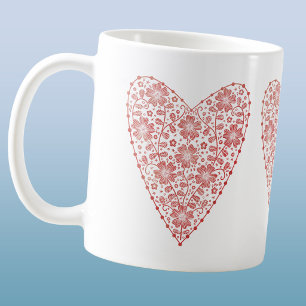 Hart Scandinavisch Rood Wit Koffiemok