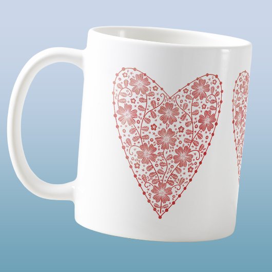 Hart Scandinavisch Rood Wit Koffiemok