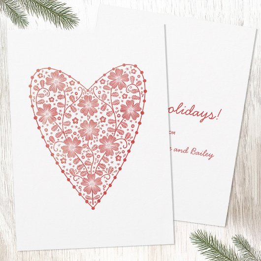 Hart Scandinavisch Rood Wit Winter Vakantie Feestdagenkaart