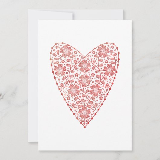 Hart Scandinavisch Rood Wit Wintervakantie Feestdagenkaart (Voorkant)